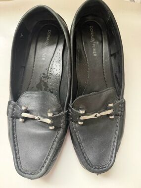 Donald J. Pliner Black Leather Bit Loafers